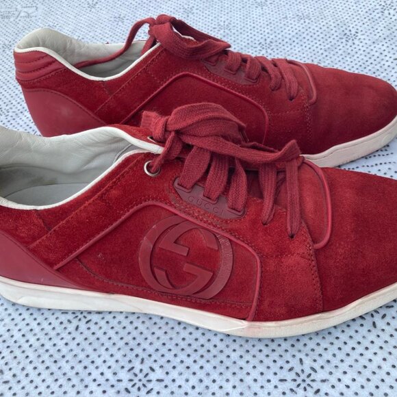 Vintage Gucci Prince Nappa Moorea Rosso Red Suede Sneaker Trainer Shoes 8.5G - Picture 4 of 13